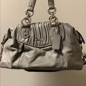 GRAY LEATHER COACH! Small to medium size
